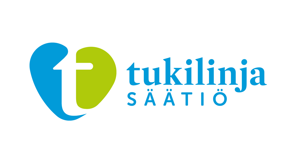 Sinivihreästä sydämestä ja tekstistä muodostuva tukilinja-säätiön logo