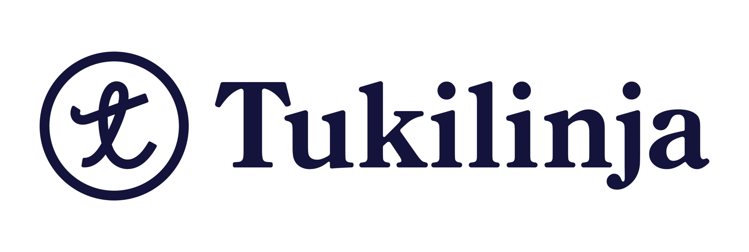 T-kirjain ympyrän sisällä ja vieressä teksti Tukilinja